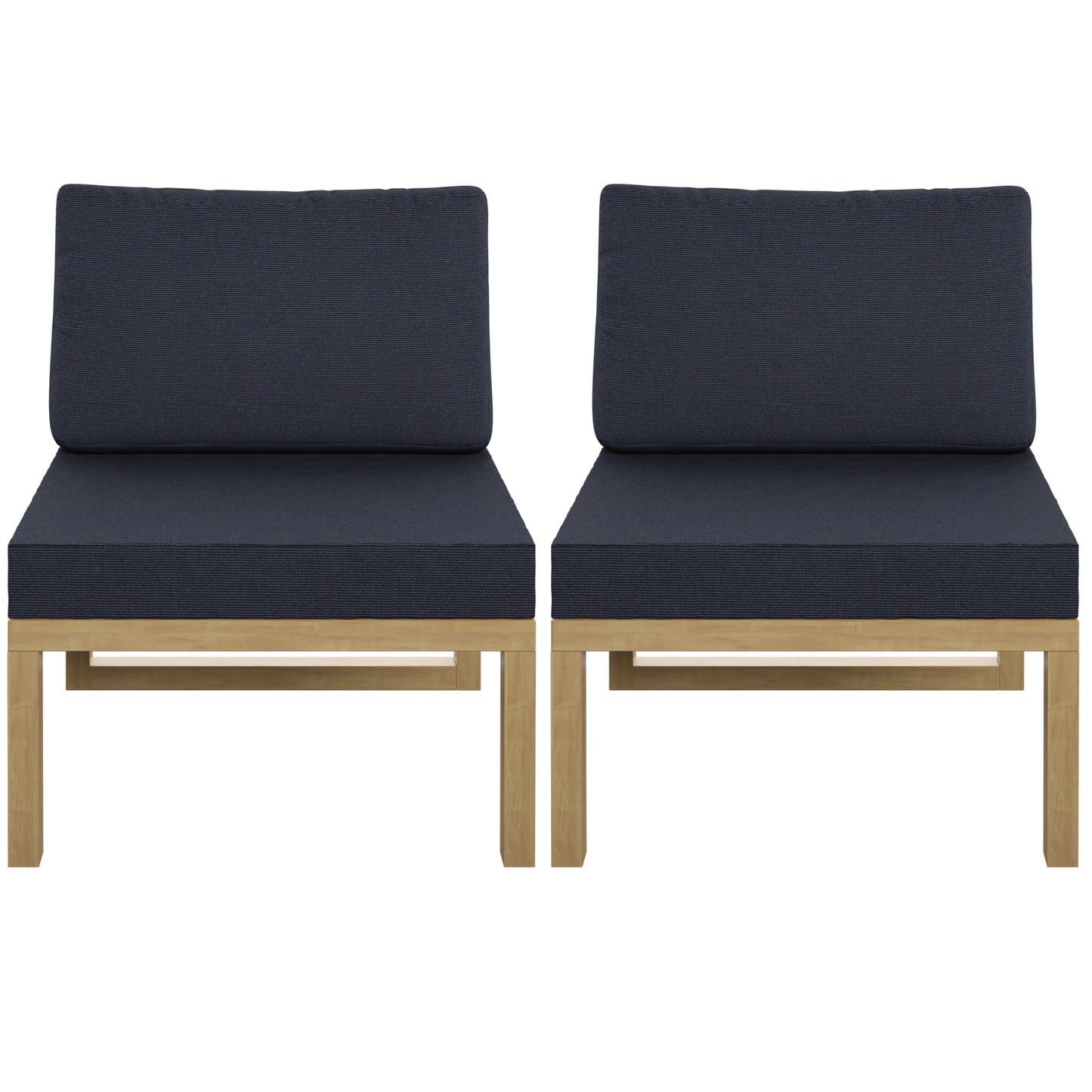 TK Classics Outdoor Aluminum Armless Sofa Seats, Set of 2