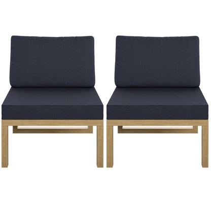 TK Classics Outdoor Aluminum Armless Sofa Seats, Set of 2