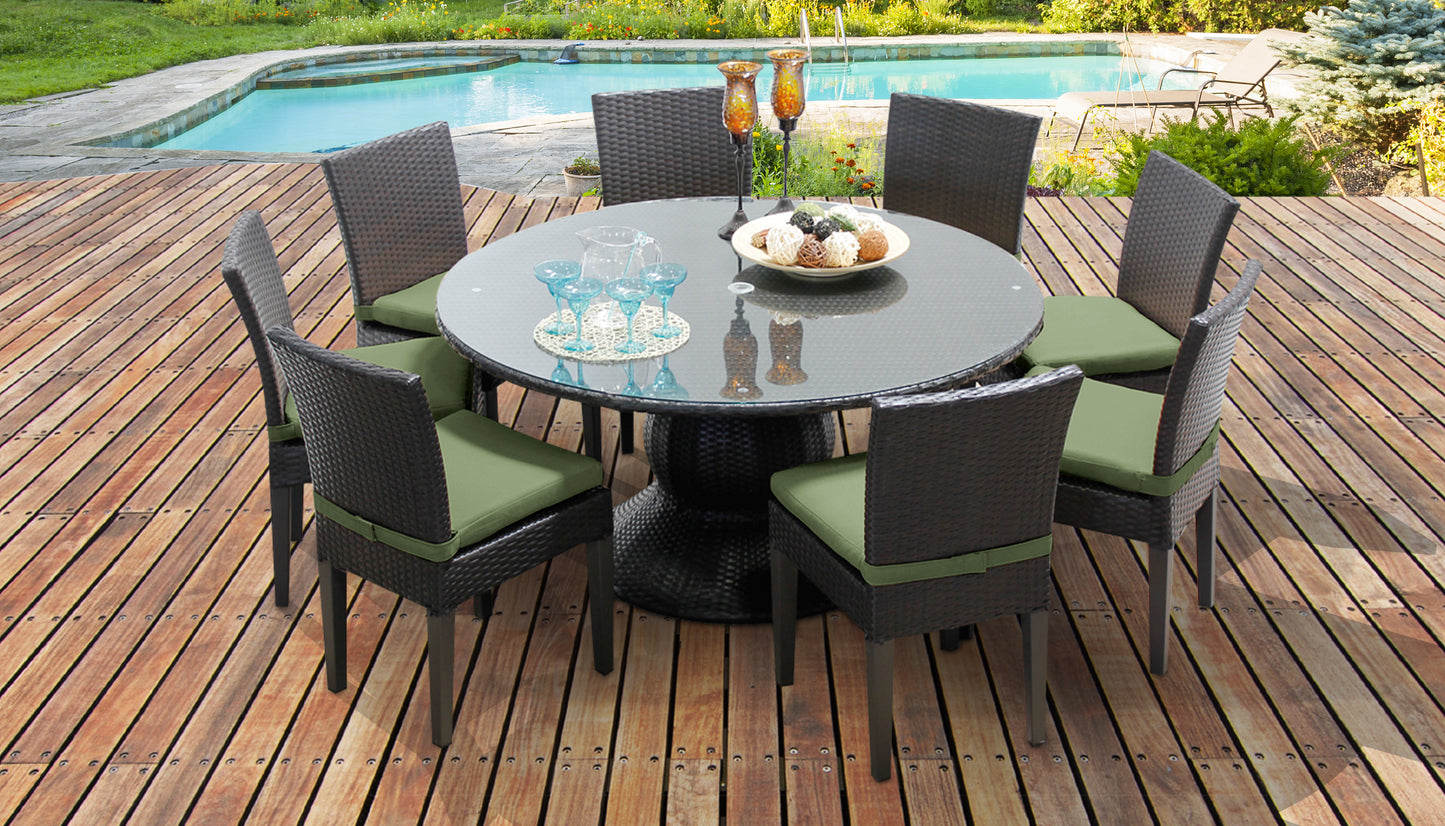 Napa 9 Piece Round Outdoor Patio Wicker Dining Set with Cushions