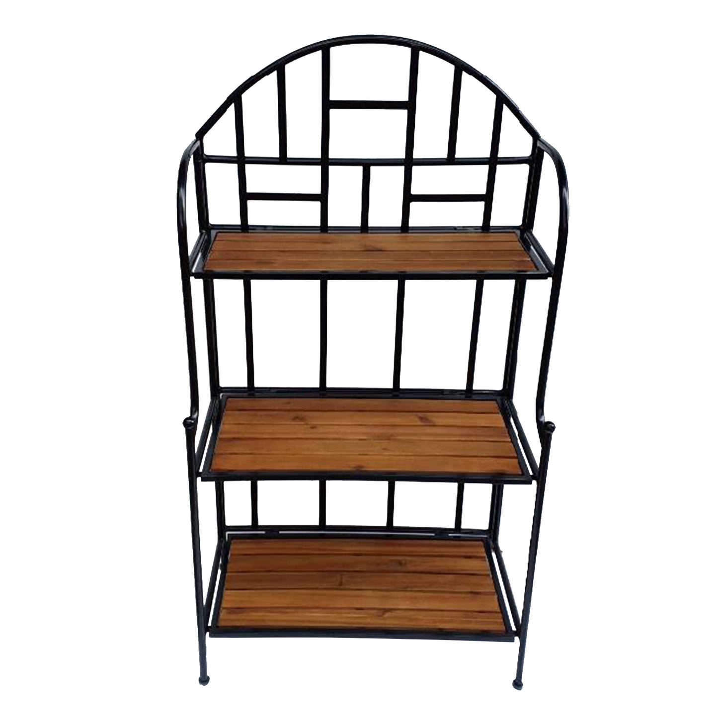TK Classics Plant Stand with Planked Acacia Shelves