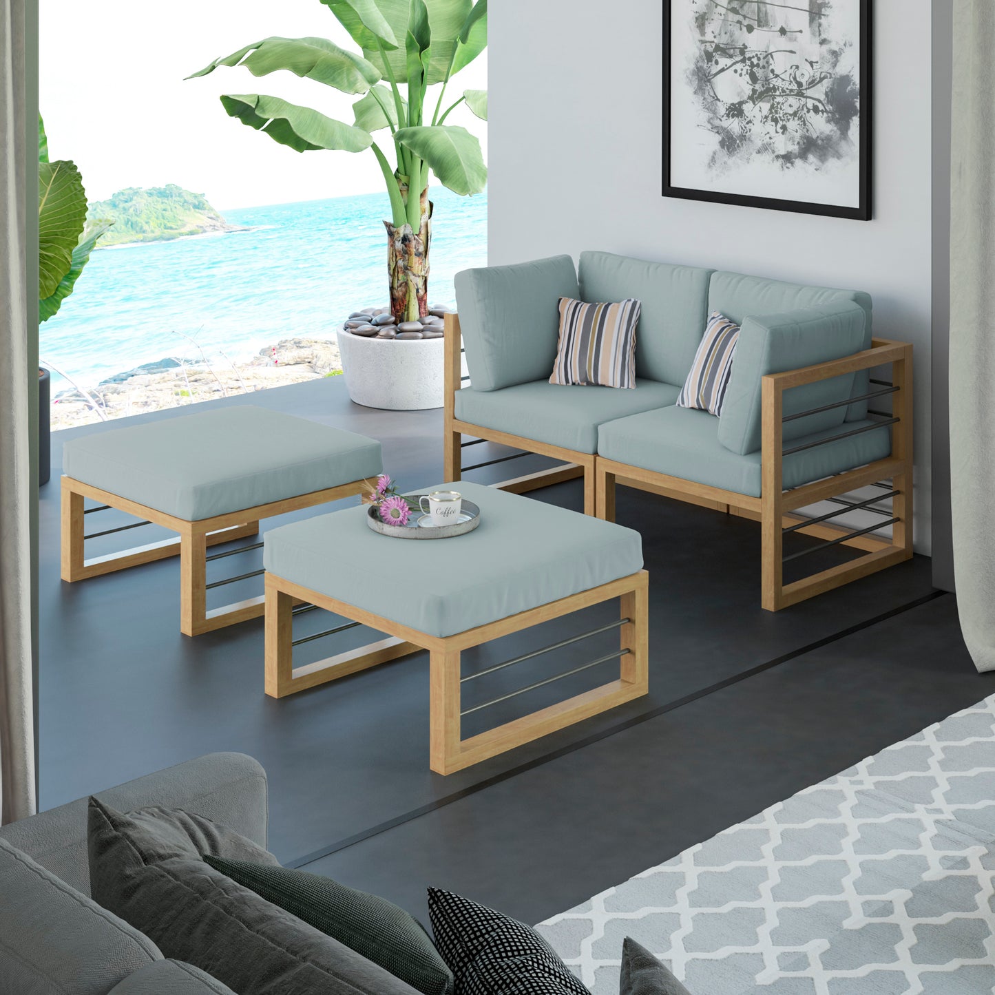 TK Classics 4 Piece Aluminum Outdoor Sectional Sunbed