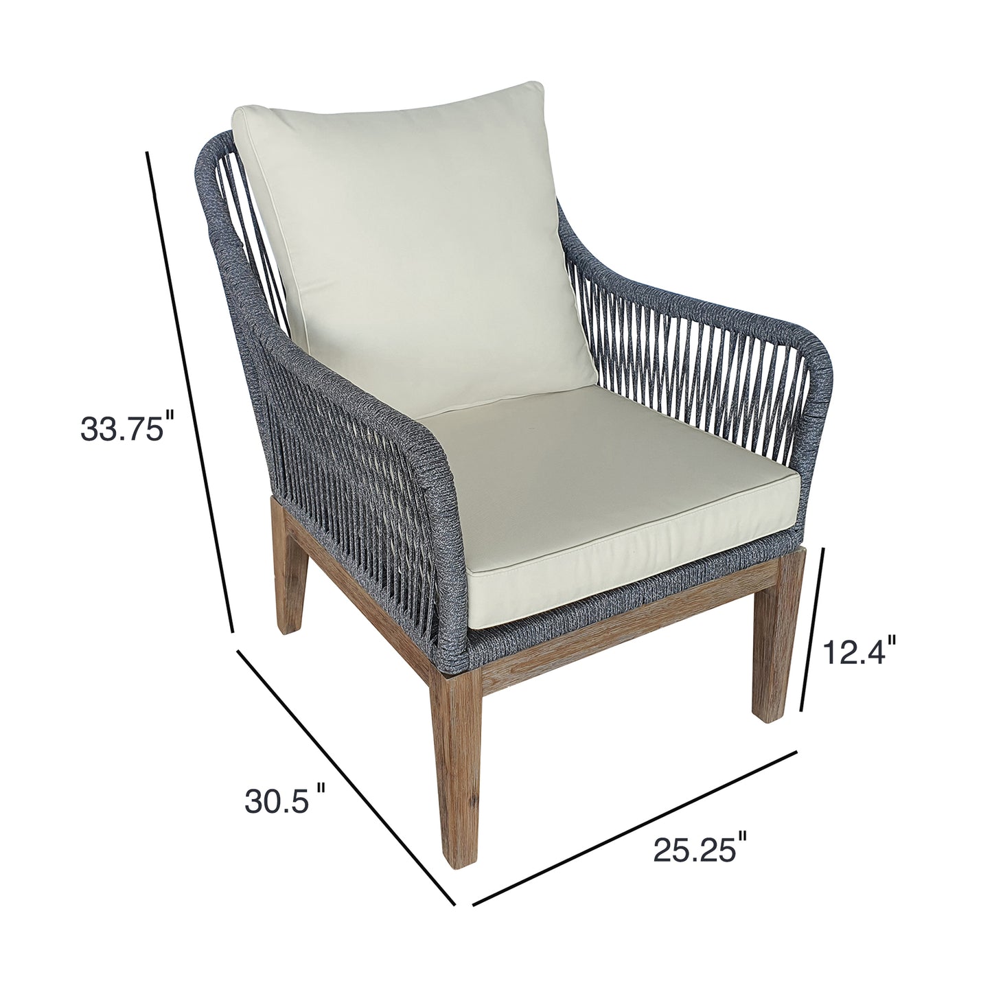 TK Classics Set of 2 Outdoor Arm Chairs with Cushions