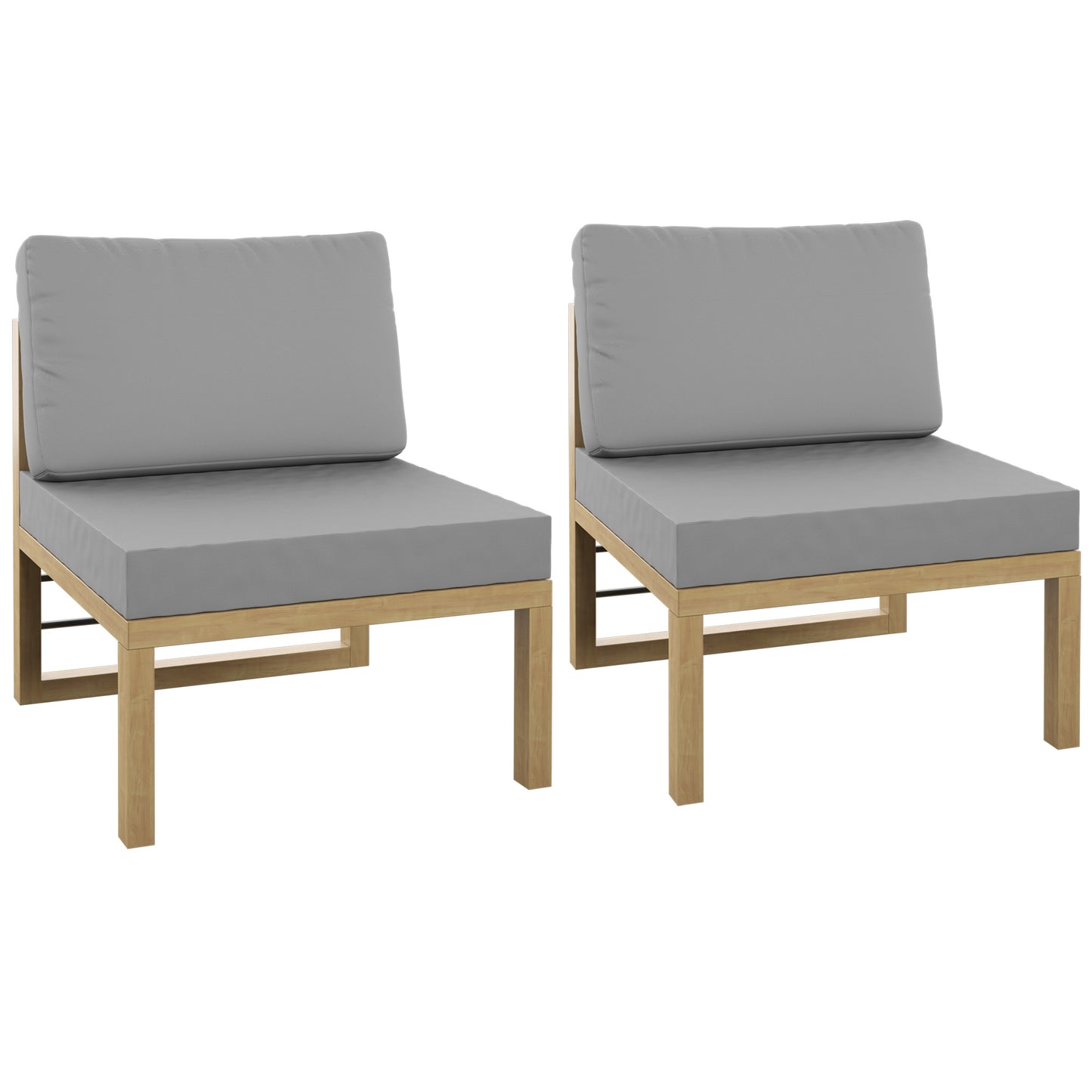 TK Classics Outdoor Aluminum Armless Sofa Seats, Set of 2