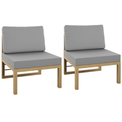 TK Classics Outdoor Aluminum Armless Sofa Seats, Set of 2