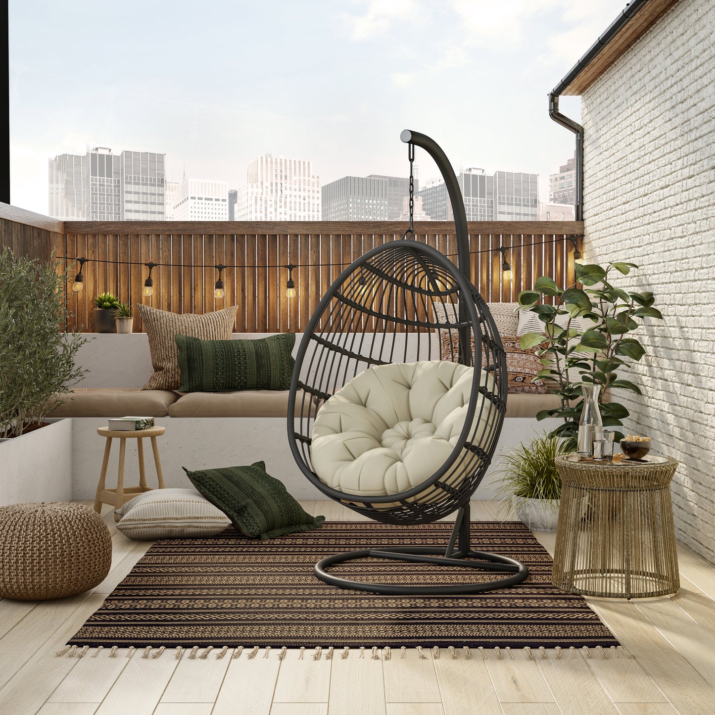 TK Classics Swing Egg Chair Hammock with Cushion and Stand