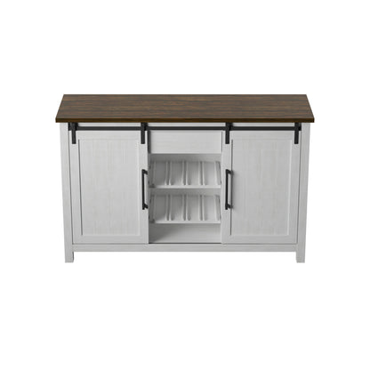 Modern Farmhouse Sideboard with Wine Storage and Sliding Barn Doors