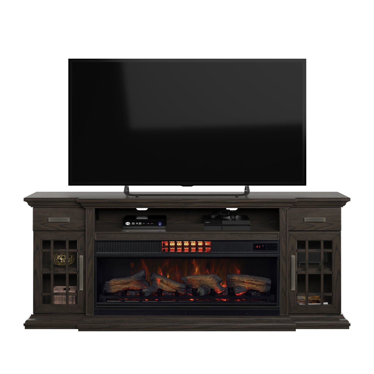 Tresanti® Everett TV Console with ClassicFlame® CoolGlow® 2-in-1 electric fireplace and fan