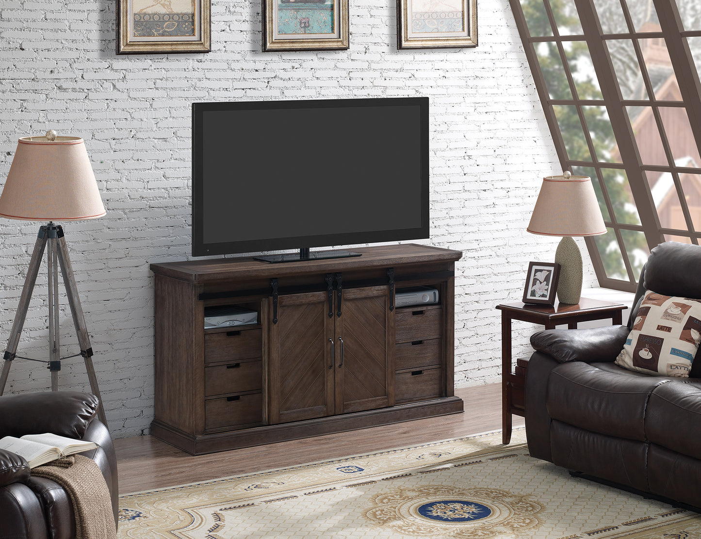 Southgate TV Stand with ClassicFlame® Electric Fireplace, Antique Coffee