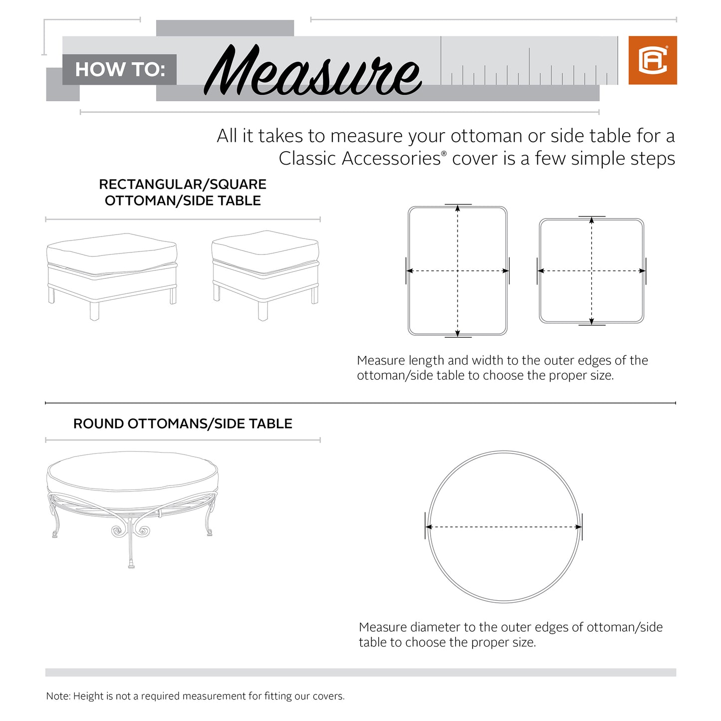 Classic Accessories Veranda's Best Waterproof Patio Coffee Table Cover, 48 x 25 x 18 Inch