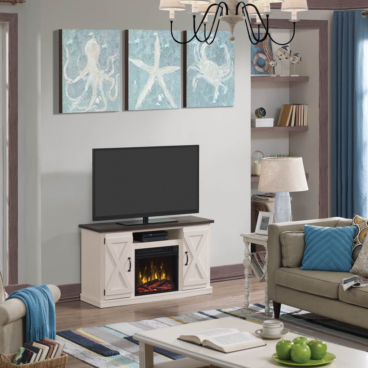 Cottonwood TV Stand for TVs up to 55" with Electric Fireplace