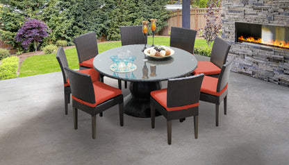 Napa 9 Piece Round Outdoor Patio Wicker Dining Set with Cushions