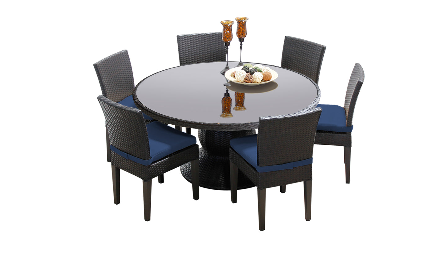 Napa 7 Piece Round Outdoor Patio Wicker Dining Set with Cushions