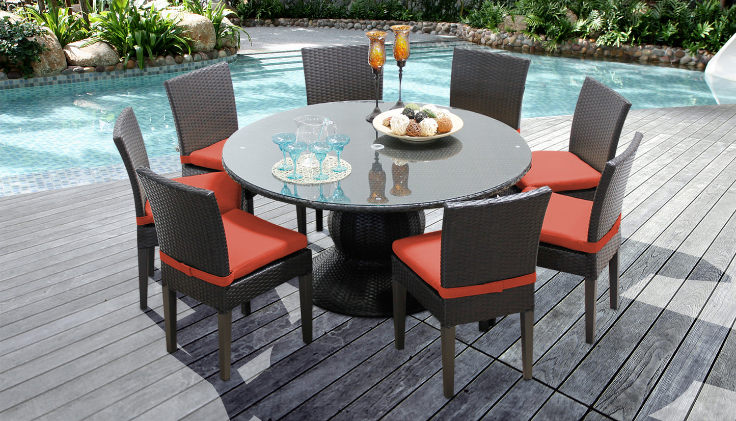 Napa 9 Piece Round Outdoor Patio Wicker Dining Set with Cushions