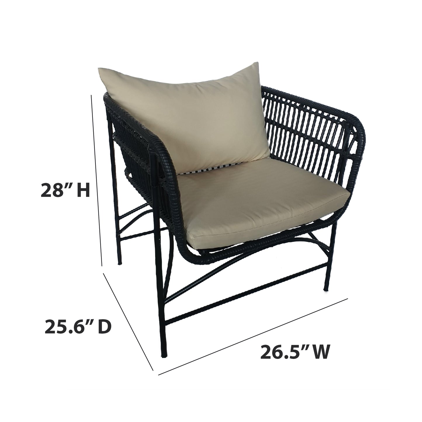 TK Classics Outdoor Arm Chairs with Cushions, Set of 2