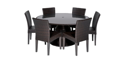 Napa 7 Piece Round Outdoor Patio Wicker Dining Set