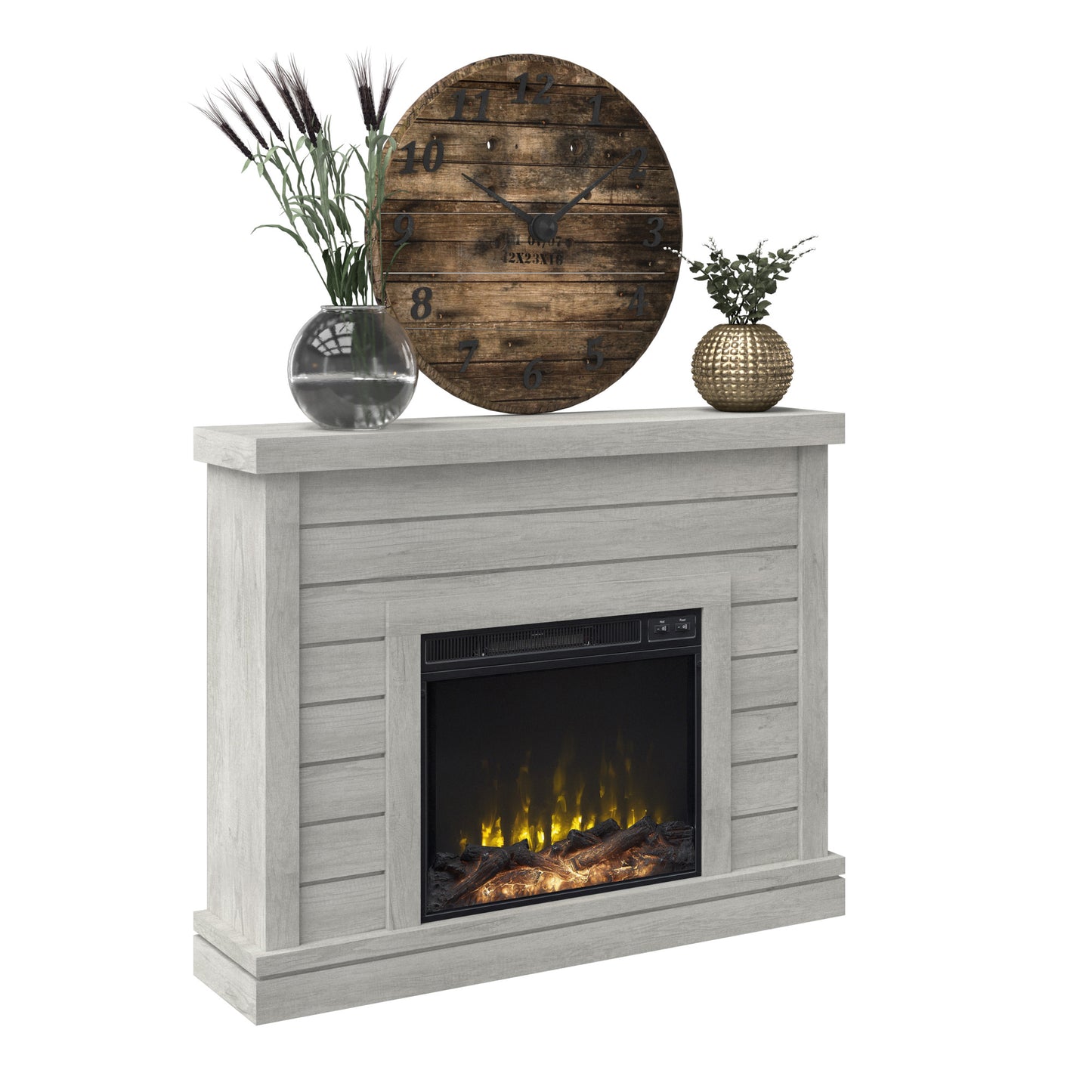 Shiplap Wall Mantel Electric Fireplace