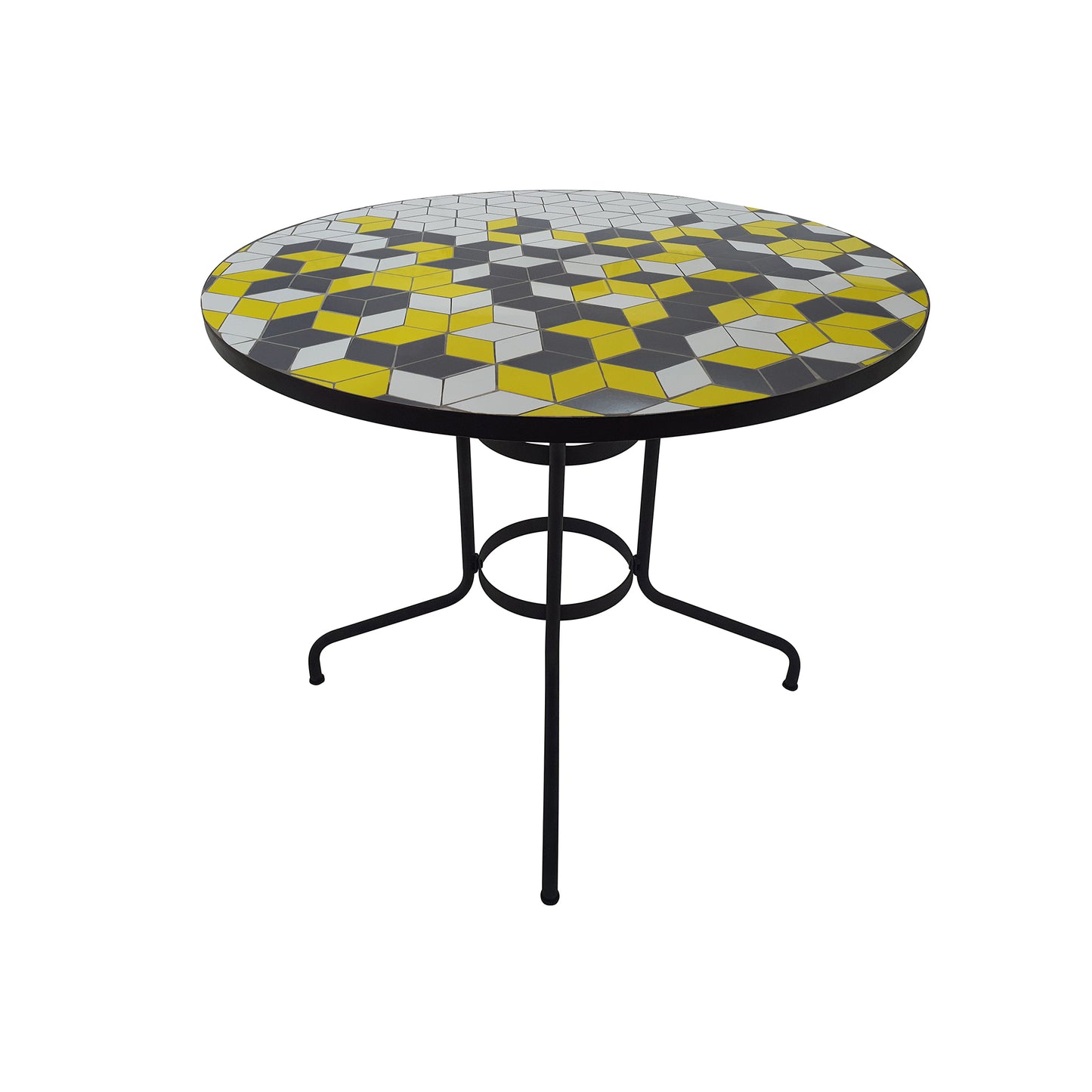 TK Classics Round Outdoor Dining Table with Geometric Tabletop, 35"W