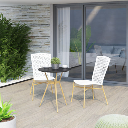 TK Classics 3 Piece Outdoor Dining Set with Tapered Legs