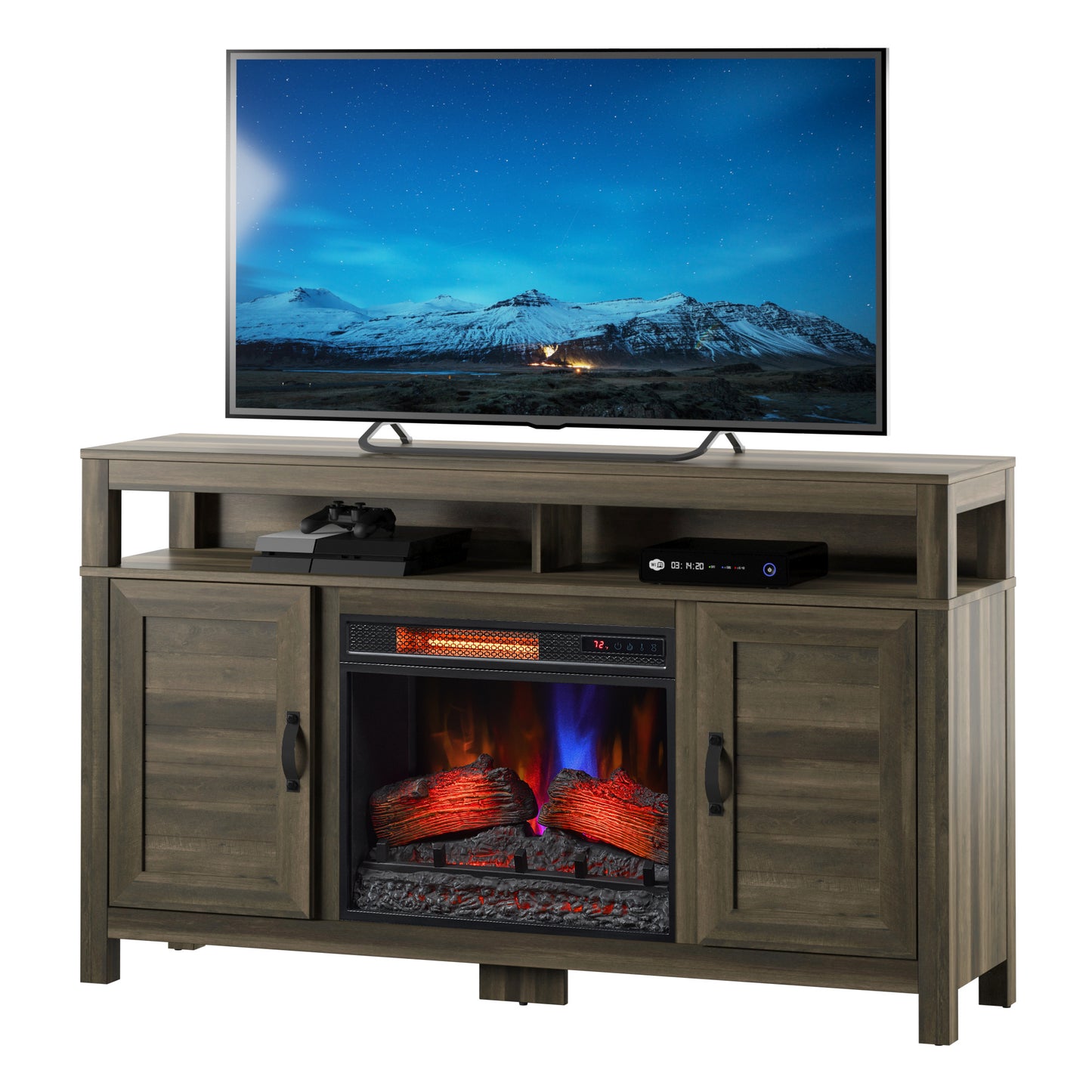 Twin Star Home® 60” TV Stand with Classicflame® Electric Fireplace