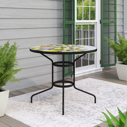 TK Classics Round Outdoor Dining Table with Geometric Tabletop, 35"W