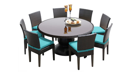 Belle 7 Piece Round Outdoor Patio Wicker Dining Set with Cushions