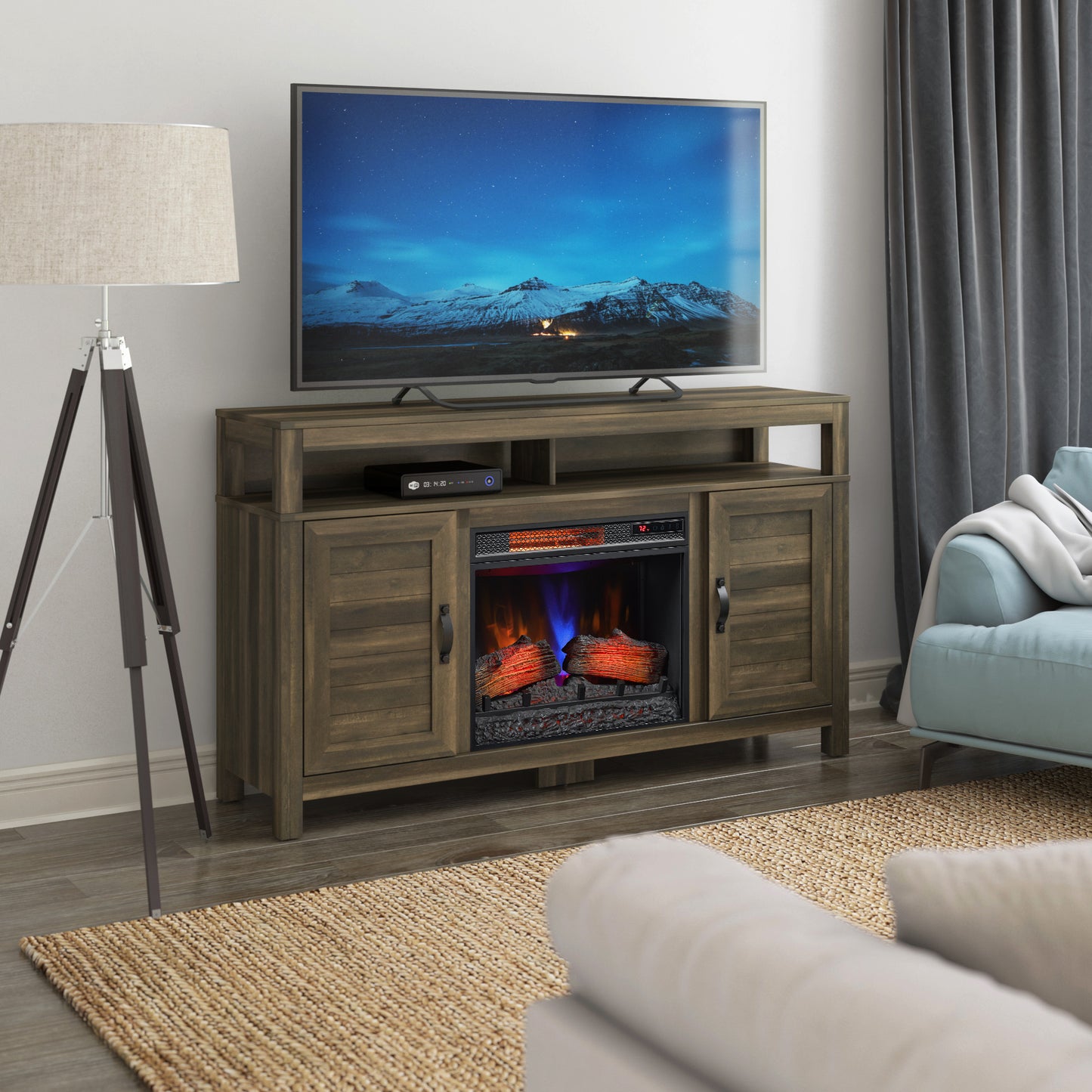 Twin Star Home® 60” TV Stand with Classicflame® Electric Fireplace