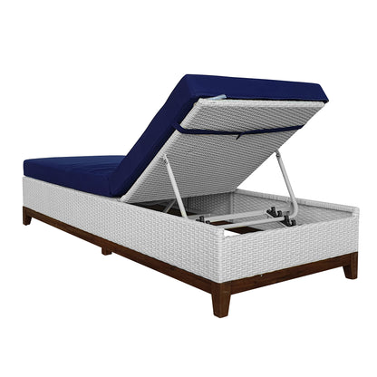 TK Classics Outdoor Wicker Chaise Lounge with Acacia Base