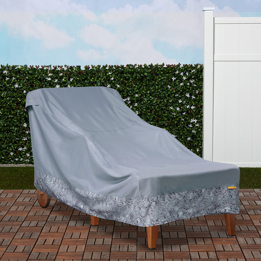 Vera Bradley by Classic Accessories Water-Resistant Patio Chaise Lounge Cover, 78 x 34 x 34 Inch, Rain Forest Toile Gray