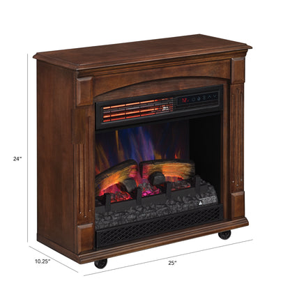 Rolling Mantel with 3D Infrared Quartz Electric Fireplace