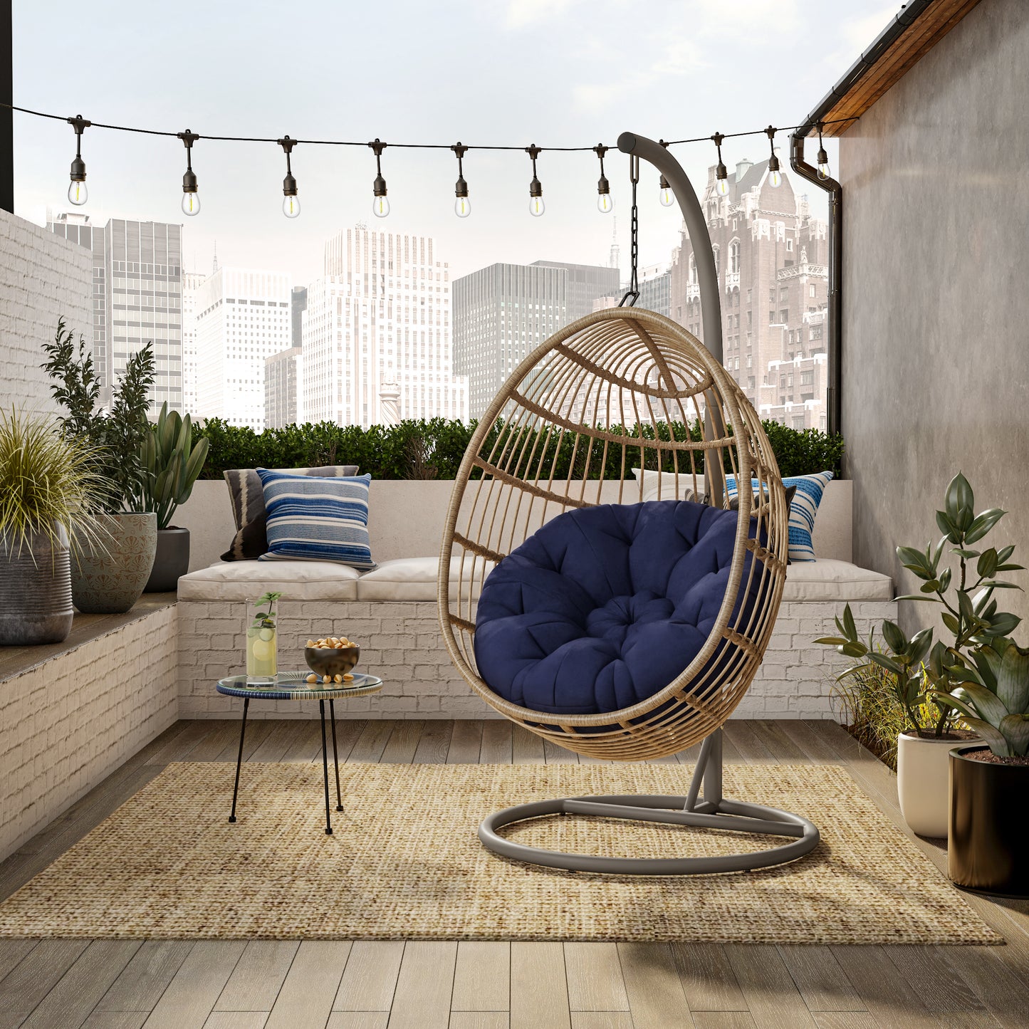 TK Classics Swing Egg Chair Hammock with Cushion and Stand