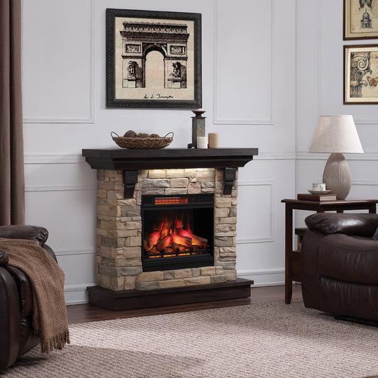 Eugene Wall Electric Fireplace Mantel, Aged Coffee (Electric Fireplace sold separately)