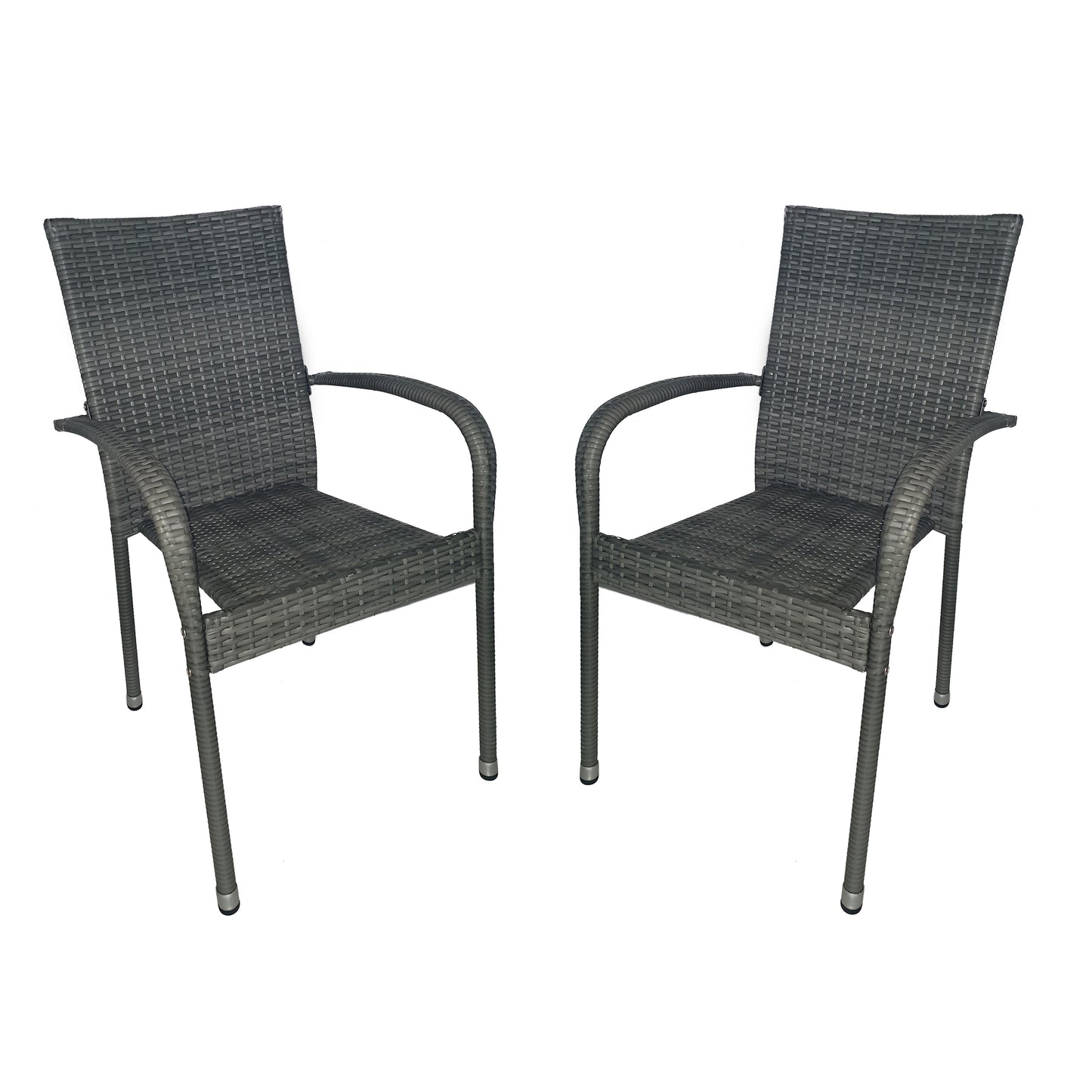 TK Classics Outdoor Wicker Dining Arm Chairs, Set of 2