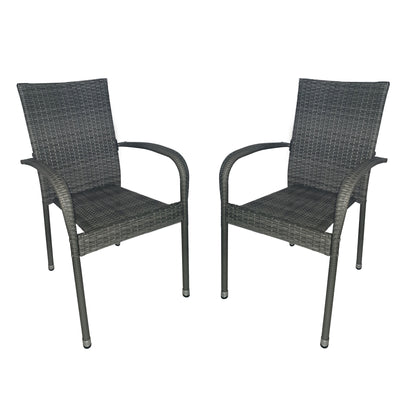 TK Classics Outdoor Wicker Dining Arm Chairs, Set of 2