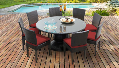 Napa 9 Piece Round Outdoor Patio Wicker Dining Set with Cushions