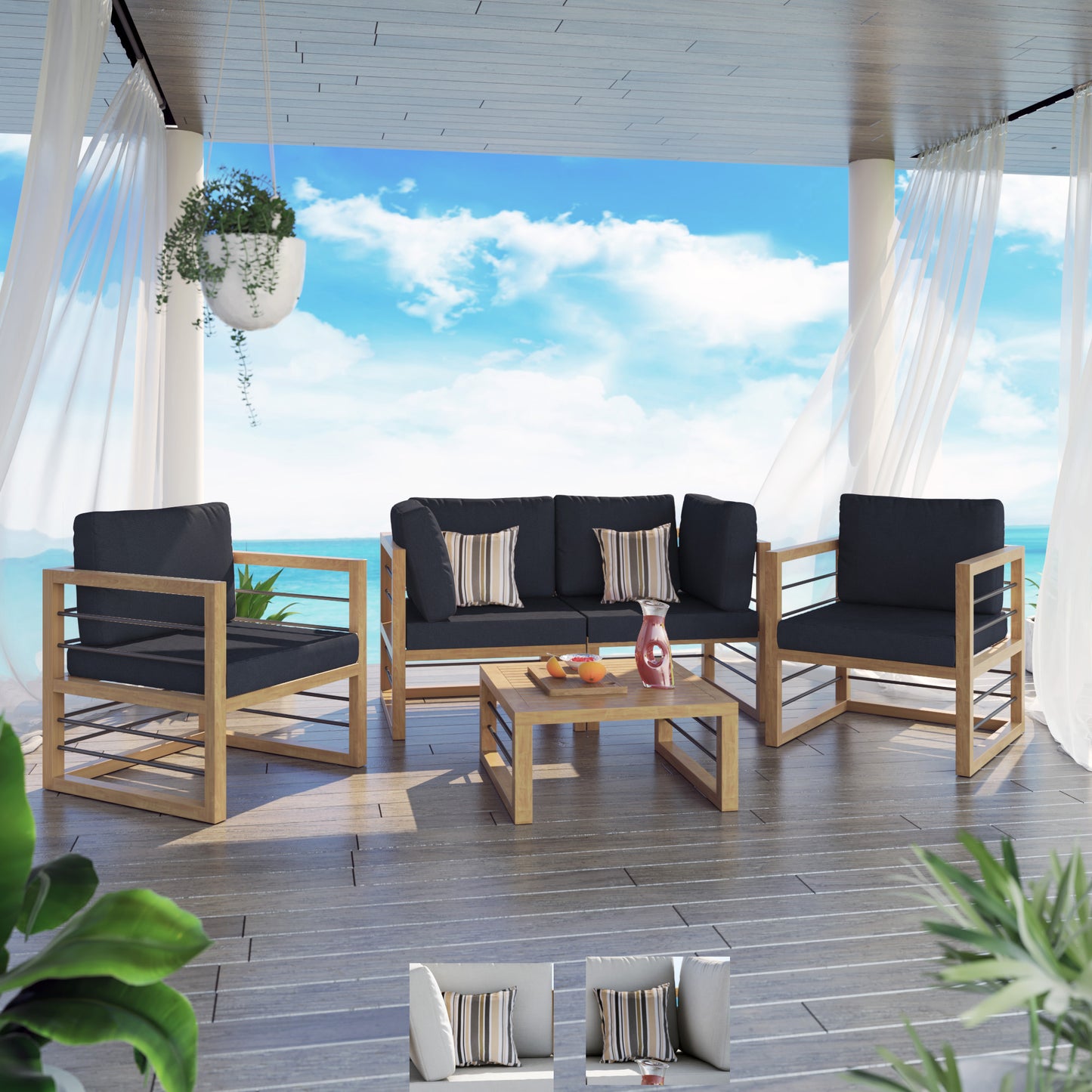 TK Classics 5 Piece Aluminum Outdoor Conversation Set