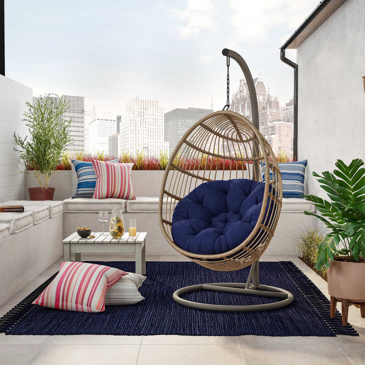 TK Classics Swing Egg Chair Hammock with Cushion and Stand