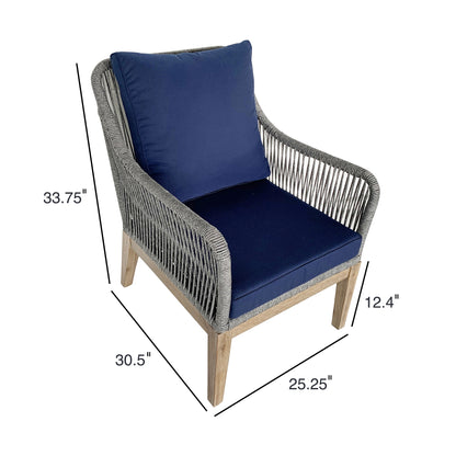 TK Classics Set of 2 Outdoor Arm Chairs with Cushions