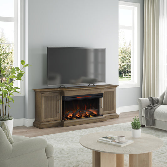 Tanner 76" Modern Reeded Electric Fireplace TV Stand
