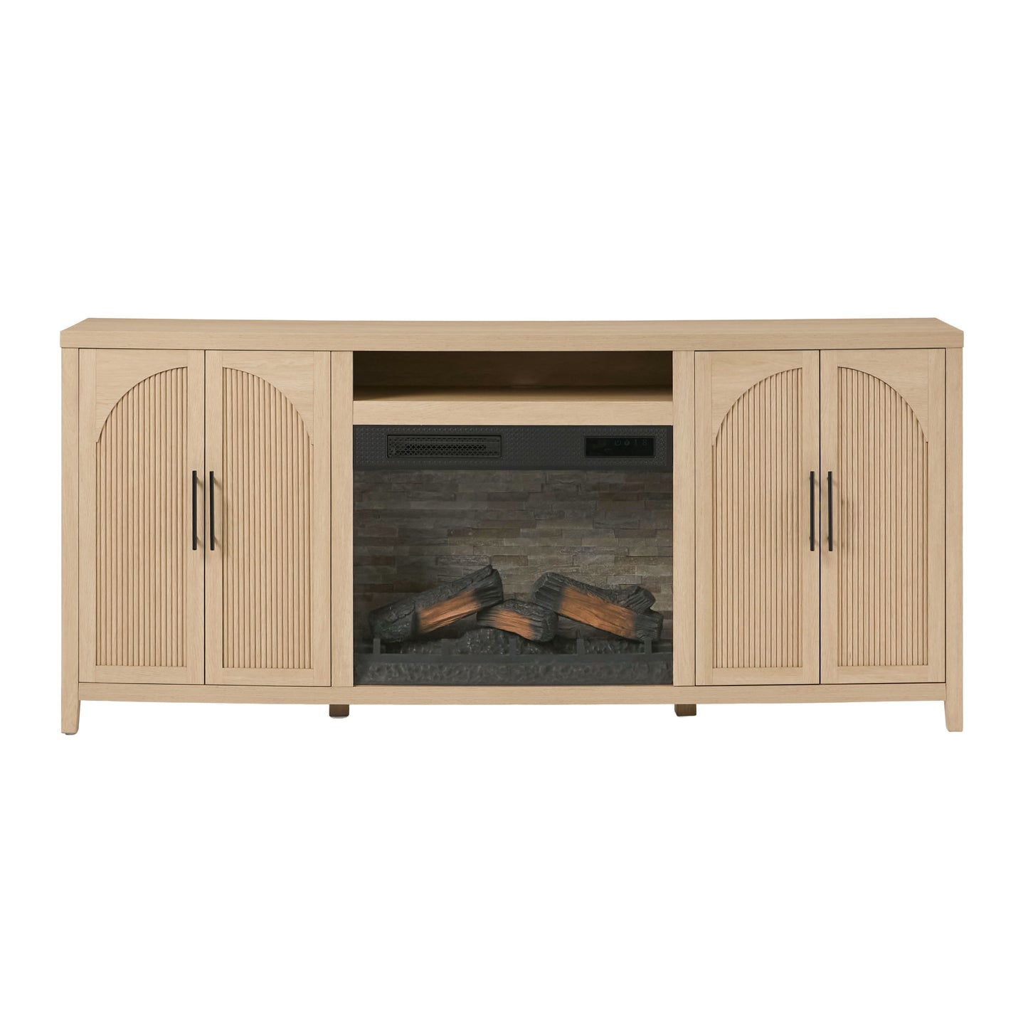 Sasha 80" Modern Reeded TV Stand with duraflame® Smart Electric Fireplace