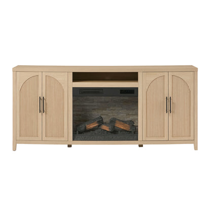 Sasha 80" Modern Reeded TV Stand with duraflame® Smart Electric Fireplace
