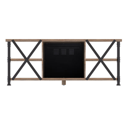 Irondale TV Stand for TVs up to 65" with Electric Fireplace, Autumn Driftwood