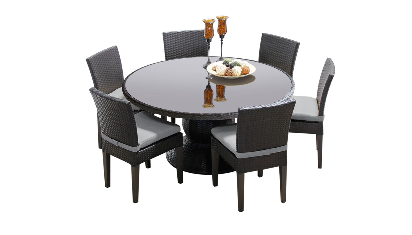 Napa 7 Piece Round Outdoor Patio Wicker Dining Set with Cushions