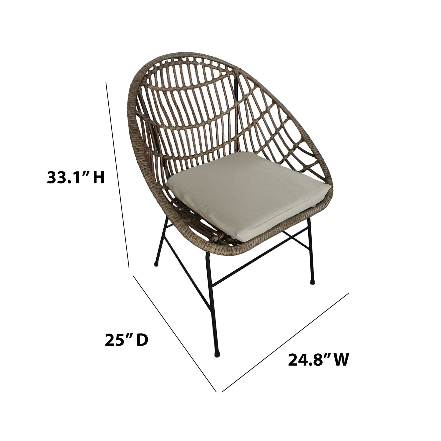 TK Classics Outdoor Arm Chairs with Cushions, Set of 2