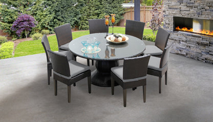 Napa 9 Piece Round Outdoor Patio Wicker Dining Set with Cushions