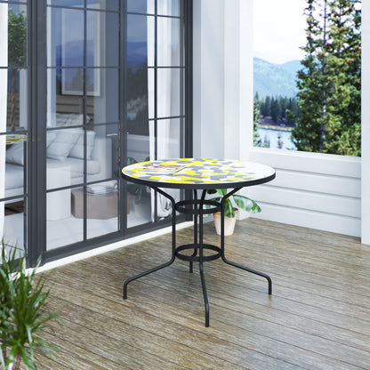 TK Classics Round Outdoor Dining Table with Geometric Tabletop, 35"W