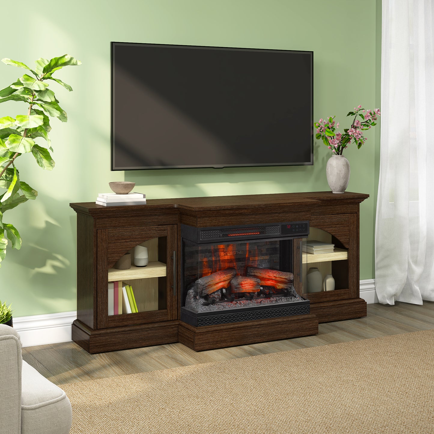 duraflame® 60" Smart Electric Fireplace TV Stand, Alexa Voice & App Control