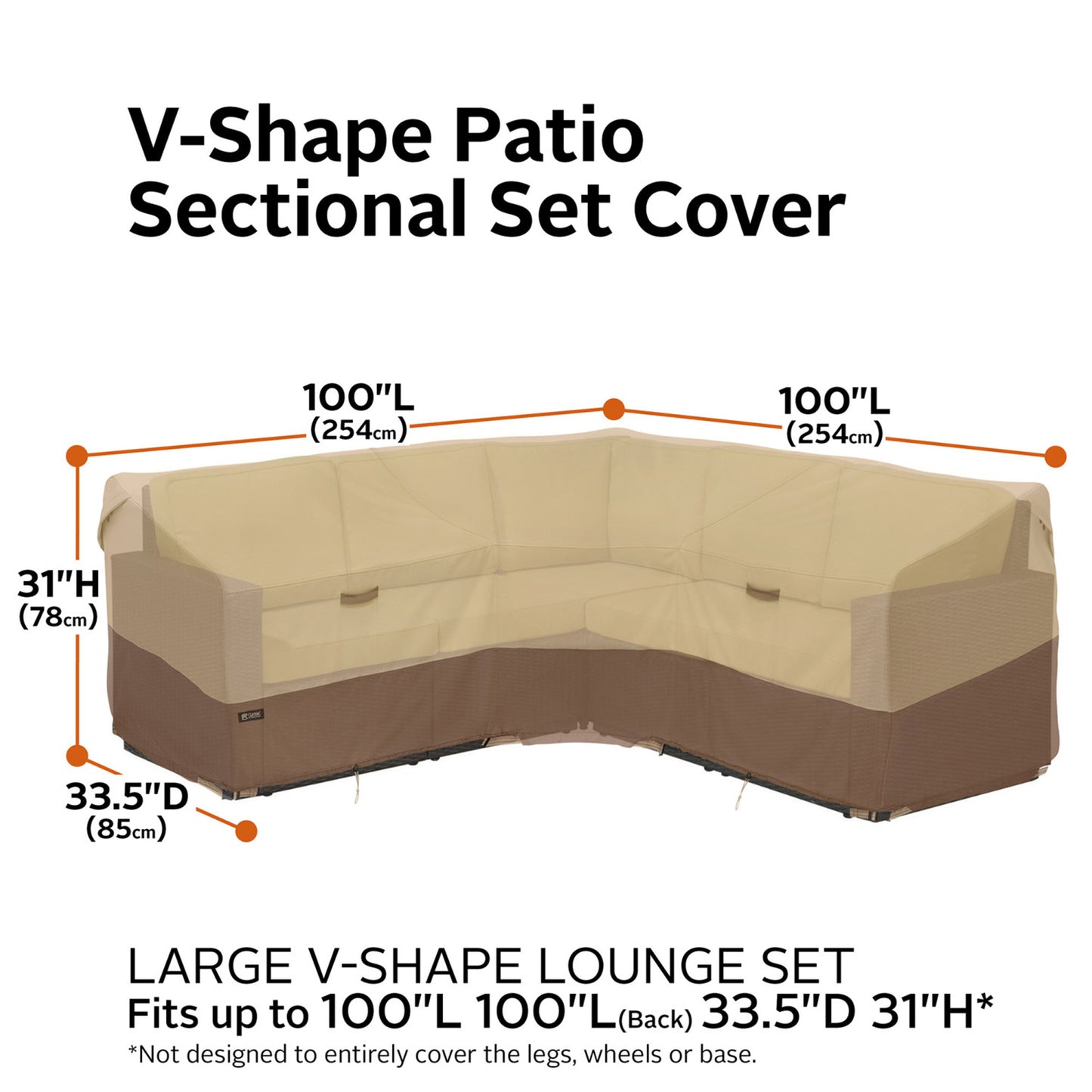 Classic Accessories Veranda's Best Waterproof V-Shape Patio Sectional Set Cover