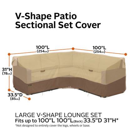 Classic Accessories Veranda's Best Waterproof V-Shape Patio Sectional Set Cover