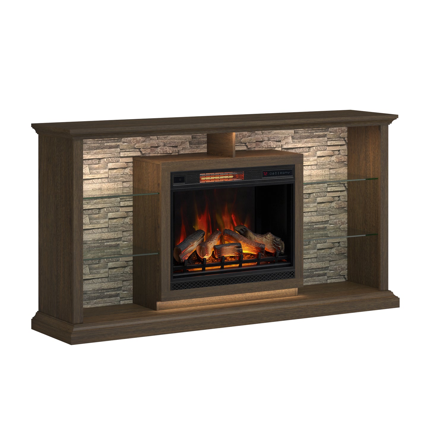 Elena 74" Electric Fireplace TV Stand with LED Accent Lighting