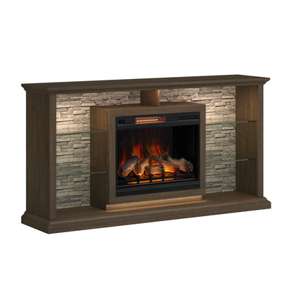 Elena 74" Electric Fireplace TV Stand with LED Accent Lighting